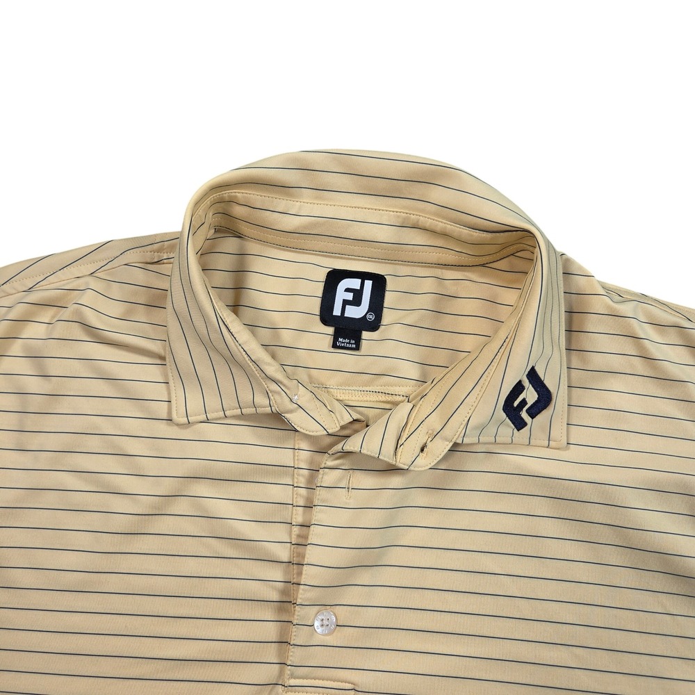 FootJoy ProDry Polo Shirt Mens XXL Yellow Blue Striped Short Sleeve Golf